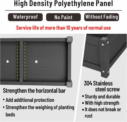 HDPE Raised Planter Box Outdoor,Rot-Resistant and Non-Cracking,Raised Beds for Gardening 29.5 * 14.4 * 9.8 in for Yard,Lawn,Outdoor Planter Boxes Rectangle with Drainage Holes Black