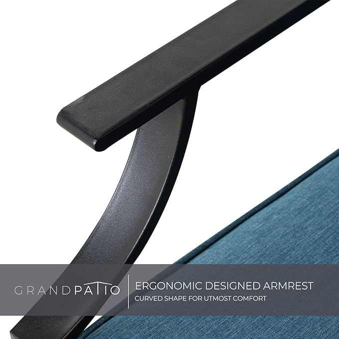 Grand patio Outdoor Patio Seating Chair, Motion Chair, Stationary Rocker Shake of 5-10°, Conversation Patio Chair Set of 2,Peacock Blue