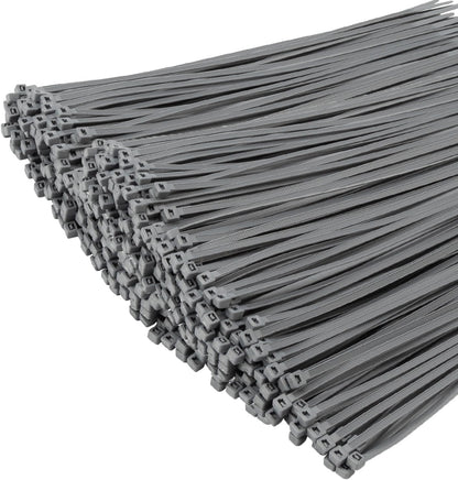 XINGO 1000 PCS Silver Zip Ties 8 Inch, 60 LBS Tensile Strength, Self-Locking Nylon Plastic Nylon PA66 Wire Ties for Indoor and Outdoor Use