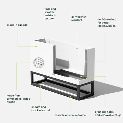 Veradek Block Series Raised Long Box Planter for Patio & Garden | Durable All-Weather Use with Aluminum Stand | Modern Décor for Herbs, Flowers