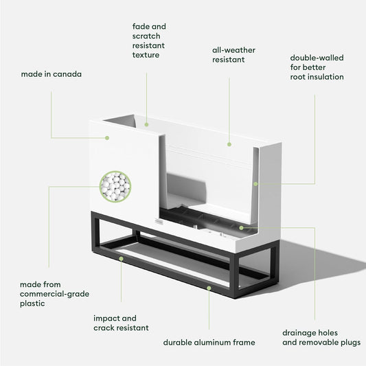 Veradek Block Series Raised Long Box Planter for Patio & Garden | Durable All-Weather Use with Aluminum Stand | Modern Décor for Herbs, Flowers