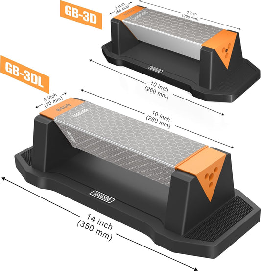 Goodjob Diamond Sharpening Stone 3 Side Grit 400/1000/8000 Premium Industrial Diamond & Ceramic Whetstone Knife Sharpener Suitable for Steel of any Hardness with Angle Guide and Non-Slip Base (GB-3D)