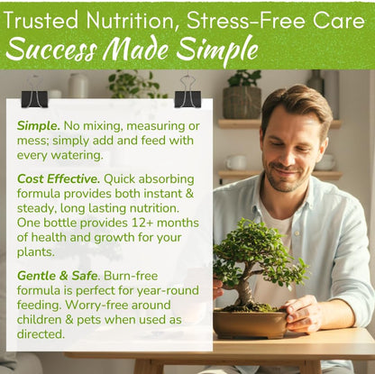 Bonsai Tree Food | Premium, Gentle Liquid Fertilizer for Healthy Growth, Strong Stems and Beautiful Blooms | 3-3-3 Balanced NPK Concentrate | Made in USA | 8 oz (240 ml)