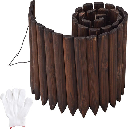 Wood Garden Edging Border Garden Fence Decorative Landscape Border Edging Planting Tree Fence Yard Patio Path Edging Landscape Edging Flower Bed Fences-11.8" H x 47.2" L (3PACK 12FT Total Length)