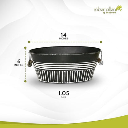 Headwind Vintage Collection 14-Inch Charcoal Oval Galvanized Tub with Handles – Metal Wash Basin Planter - Galvanized Metal Tub for Indoor & Outdoor Use by Robert Allen