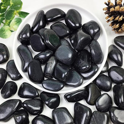 20lbs Black Pebbles for Plants, 1-2 Inch High Polished Natural River Rocks for Landscaping, Decorative Stones Vase Filler Fish Tank Aquariums Garden Outdoor and Indoor DIY