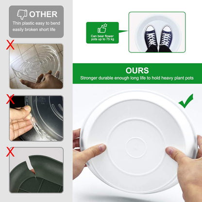 3 Pack Plant Saucer Heavy Duty Sturdy Drip Trays for Indoor and Outdoor (16 Inch, White)