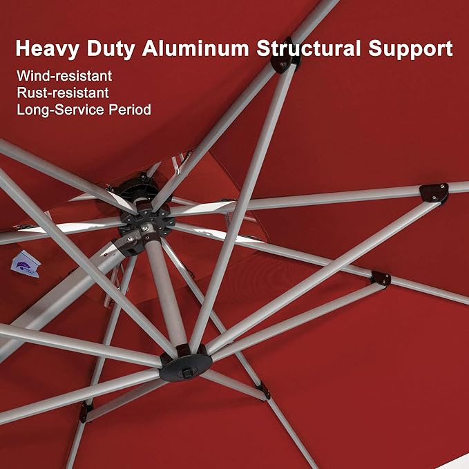 PURPLE LEAF Patio Umbrella 10ft Outdoor Square Umbrella Large Cantilever Umbrella Windproof Offset Heavy Duty Sun for Garden Deck Pool Patio, Terra