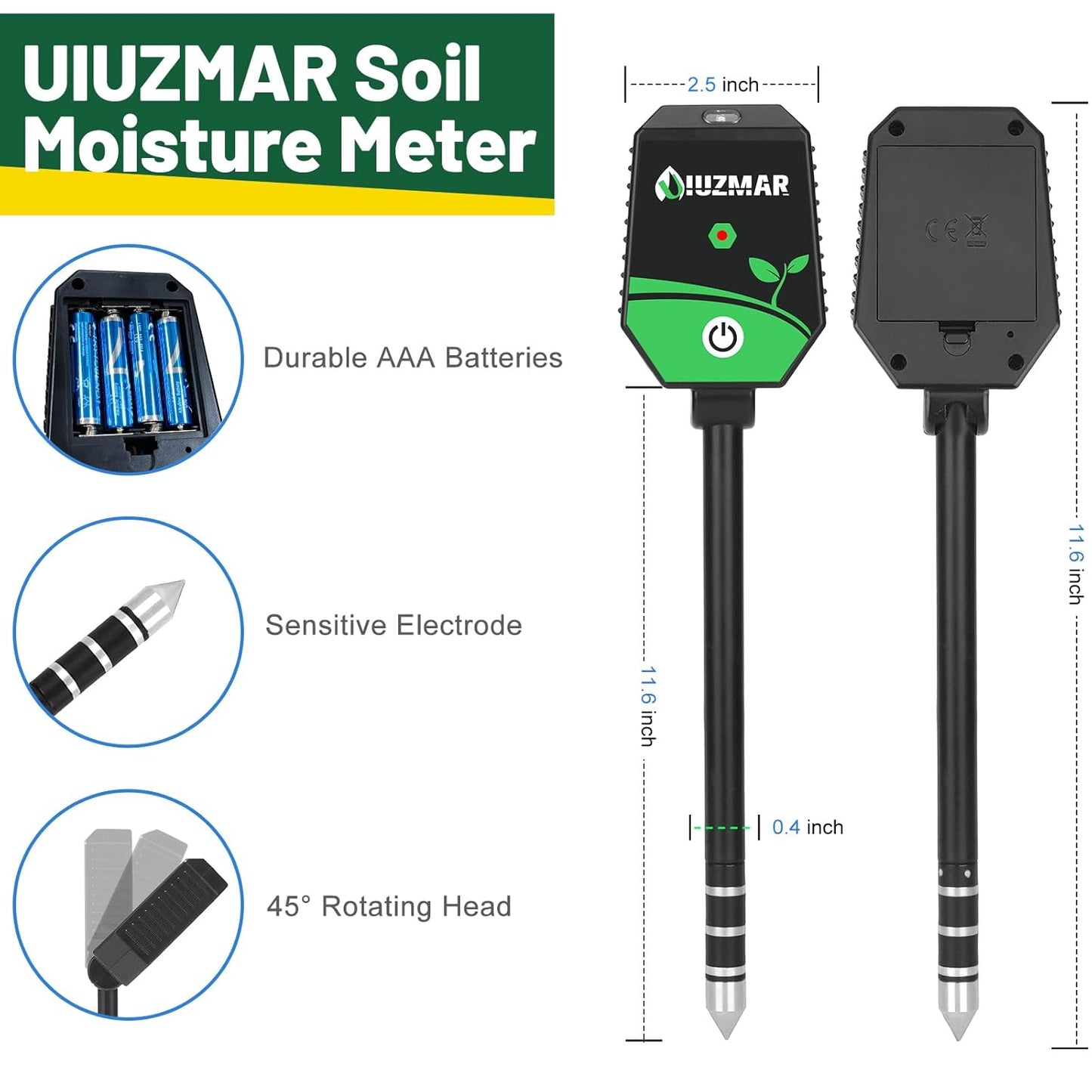 Soil pH Meter Soil Moisture Meter 8 in 1 Fertility Salt Moisture pH EC Light Humidity Temp Accurate Soil pH Test Kit for Garden and Hydroponics
