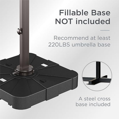 10' X 13' Patio Umbrella Outdoor Large Rectangle Offset Cantilever Umbrellas Double Top Heavy Duty Windproof with 360-degree Rotation for Pool Garden Deck