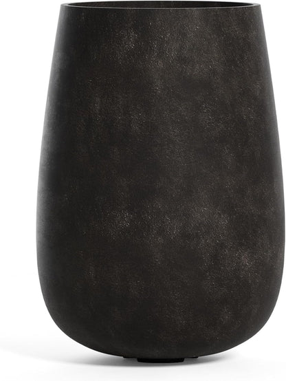 Mondo High Tall Planter – Brown Stone Finish – Fiberglass Indoor/Outdoor and Weather-Resistant Round Planter (25.6" D x 35.6" H Exterior, 20.3" D x 35.4" H Interior)