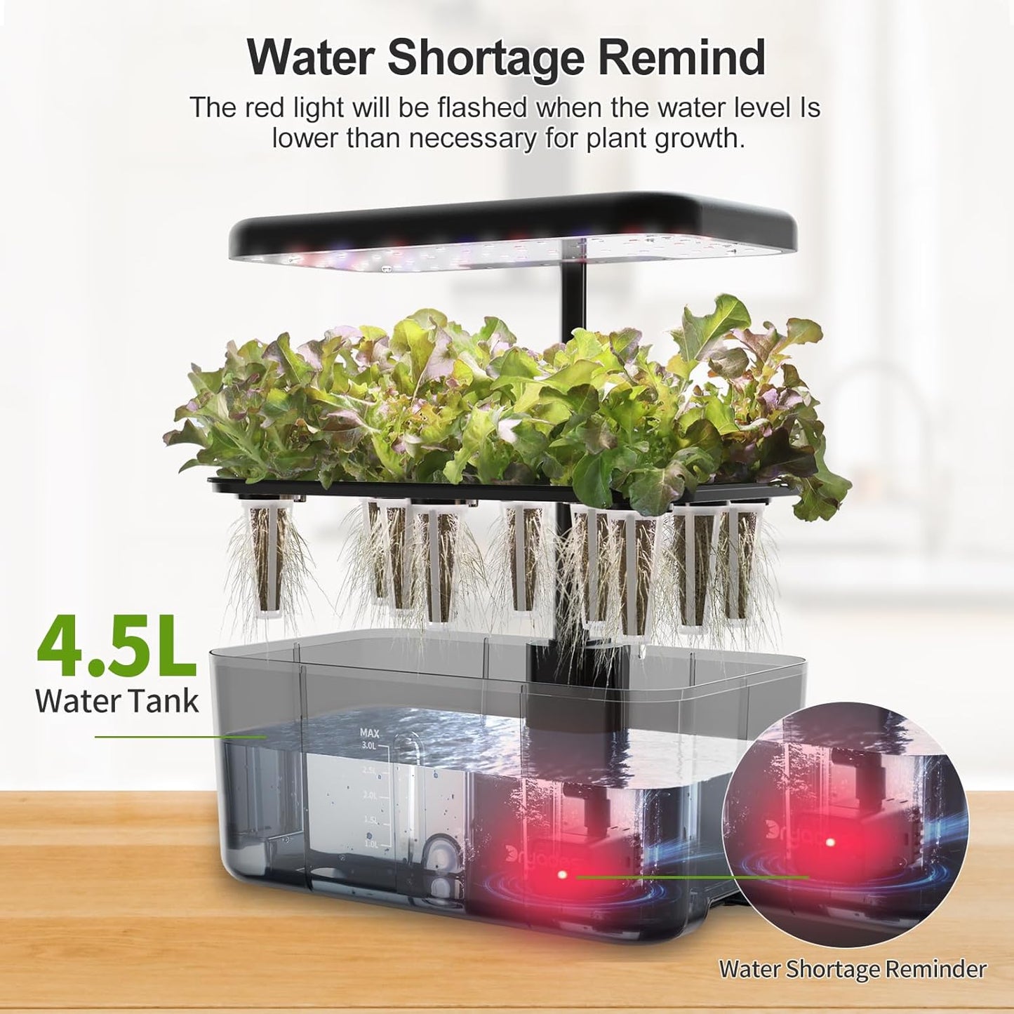 8-Pod Hydroponics Growing System Translucent Indoor Herb Garden with LED Grow Light Smart Quiet Pump Plant Germination Kit for Hydroponic Herbs, Vegetables, Lettuce Harvest on Countertop