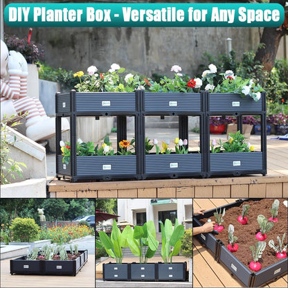 Indoor & Outdoor 2-Tier Stackable Garden Bed – Drainage Planter Box, Thickened for Enhanced Load-Bearing, Great for Veggies, Herbs, Flowers & Entryway Decor(Triple Row)