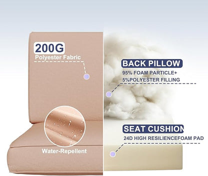 Aoxun Outdoor Replacement Cushions for Patio Furniture, Waterproof Sofa Cushion for 6-Seat Rattan Wicker Sectional Patio Conversation Sets, 14-Piece Cushions Set for L-Shape Couch, Beige