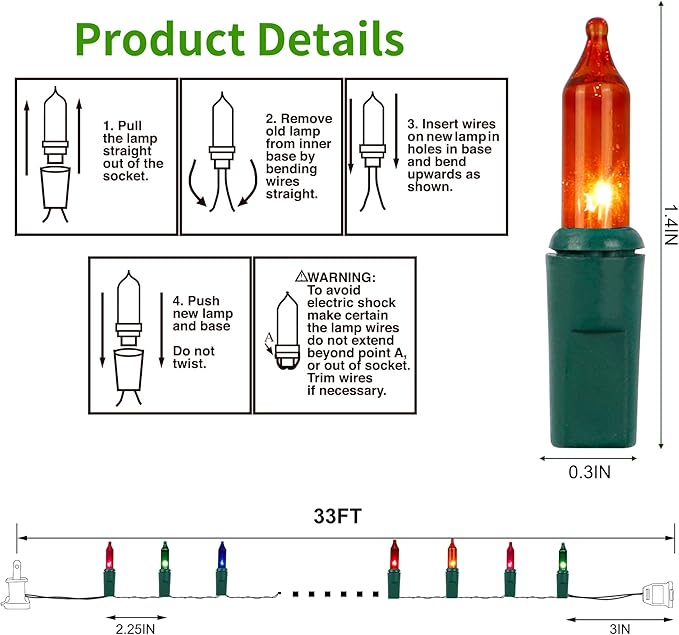 3 Sets Christmas Lights, 150 Count 33 FT Each Mini String Lights, Green Wire Fairy Lights, 120V UL Certified Connectable Xmas Tree Light for Holiday Winter Patio Party Outdoor Decoration, Multicolor