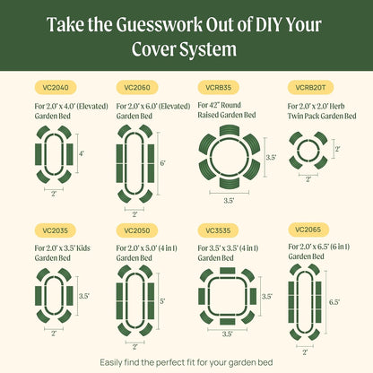 Vego garden Cover System for 2.0' x 2.0' (Round) Herb Garden Bed Twin Pack