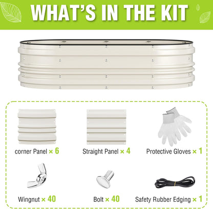 WORKPRO 4x2x1ft Galvanized Raised Garden Bed Set, Rust & Corrosion Protection, Easy Assembly, Safe Edge, Ideal for Vegetables & Flowers, White