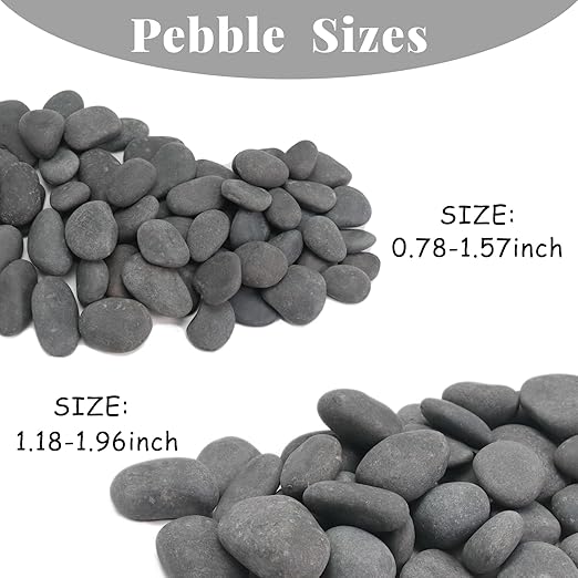 10LB Black Stones Pebbles River Rocks, Natural Beach Pebbles, 0.8-1.5" Decorative Rocks- Ideal for Garden Landscaping, Home Decor, Aquariums, Painting, Crafting and Gifts, Black Colors