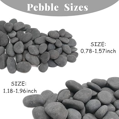 10LB Black Stones Pebbles River Rocks, Natural Beach Pebbles, 0.8-1.5" Decorative Rocks- Ideal for Garden Landscaping, Home Decor, Aquariums, Painting, Crafting and Gifts, Black Colors