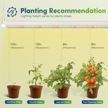 FREELICHT 1 Pack 4FT LED Grow Light, 40W (250W Equivalent), Full Spectrum Sunlight Growing Lamp Fixture, Linkable Hanging Plant Light for Hydroponic Indoor Plants Seeding, Plug-in with On/Off Switch