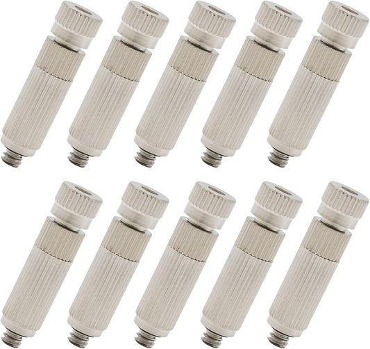 10 Pcs High Pressure Misting Nozzles Stainless Steel for Outdoor Cooling Misting System, High Pressure Anti Drip Cleanable, 3/16" Thread (0.8mm)
