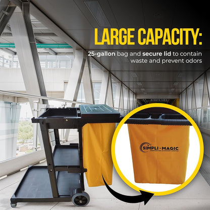 Simpli-Magic Premium Janitorial Utility Cart, Commercial, Yellow/Grey