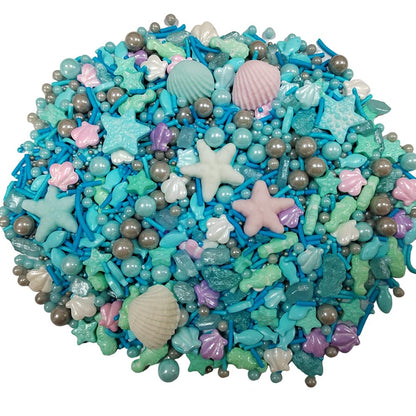Homankit Ocean Sprinkles for Cake Decorating Edible Hippocampi Starfish Shell Fish Pearl Sugar Sprinkle for Baking Cake Cupcake Toppers Cookie Decorations Sea Theme Birthday Party Supplies