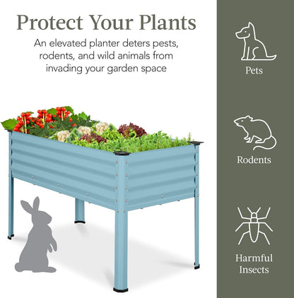 Best Choice Products 48x24x30in Galvanized Raised Garden Bed, Metal Elevated Planter Box, Vegetable Garden for Backyard, Patio, Balcony - Mist Blue