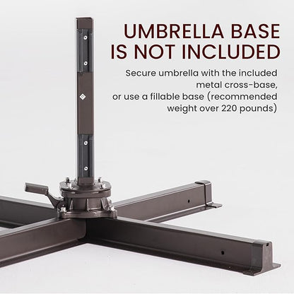 10x10 FT Cantilever Patio Umbrella Double Top Outdoor Square Large Heavy Duty Aluminum Offset Umbrellas with 7 Level Tilt 360-degree Rotation for Pool Garden Deck, Wine Red