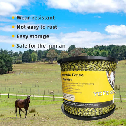 Upgraded Electric Fence Polywire 5050 Feet 1540 Meters, 6 Stainless Steel Strands for Reliable Conductivity and Rust Resistance, Portable Electric Fencing,UV, Rust Resistant