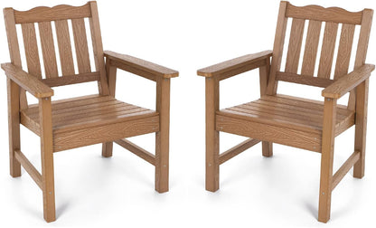 Stoog All-Weather Patio Chairs Set of 2, Oversized Garden Chair with 400 lbs Weight Capacity, Easy to Assemble, Outdoor Chair for Patio, Backyard Deck, Fire Pit & Lawn Porch, Teak