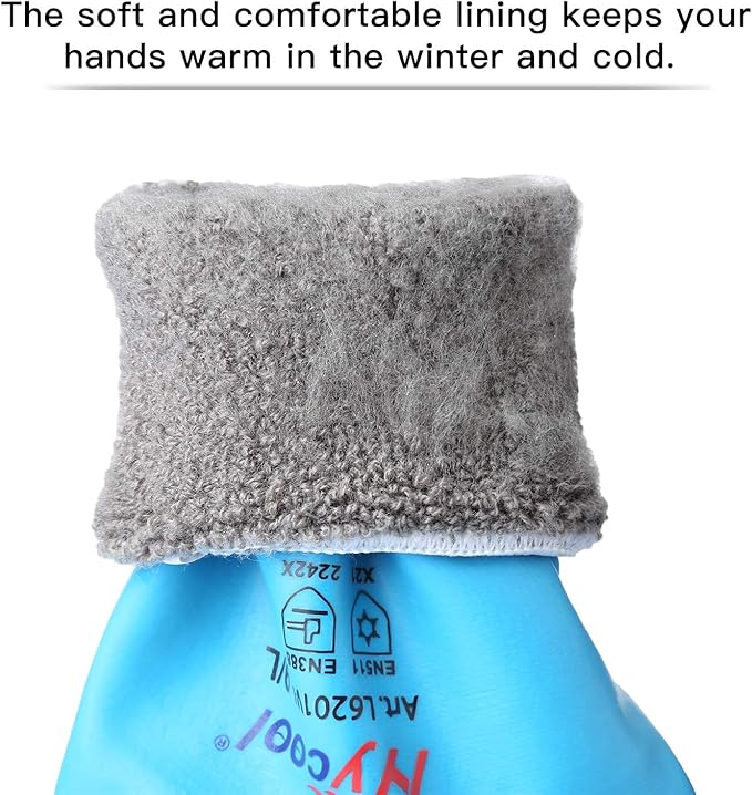 Waterproof Work Gloves for Men and Women, Hycool Thermal Insulated Freezer Rubber Coated Gloves,Super Grip L6201