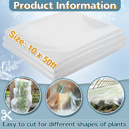 Alphatool Greenhouse Cover Plastic Sheeting - 10 x 50 ft Plant Covers Freeze Protection, Frost Cloths for Outdoor Plants, Clear Floating Row Cover for Outdoors Garden Plants Vegetables Crops