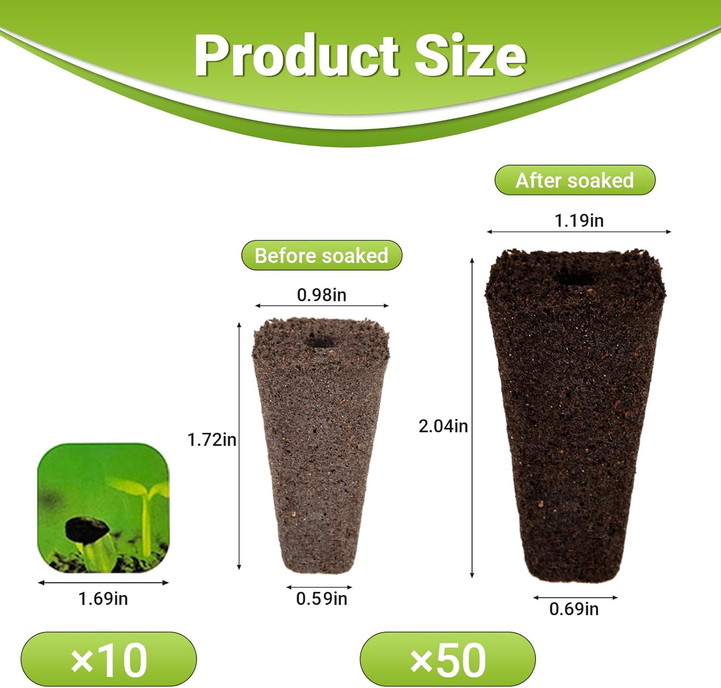 50 Pack Square Seed Starter Pods for Indoor Hydroponics Growing System, 50pcs Squared Grow Sponges with 10 Square Pods Labels, Supplies Replacement Compatible with IDOO, QYO, LYKO