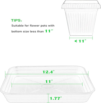 2 Pack Square Plant Saucer Tray 12 inch, Heavy Duty Plastic Plant Saucers for Indoors Outdoor, Flower Plant Drip Trays for Pots, Square Seed Starting Tray, Seedling Growing Trays