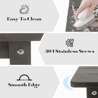 Outdoor Side Table, Small Adirondack Side Table for Adirondack Chair - Indoor Outdoor End Table - HDPS (Grey)