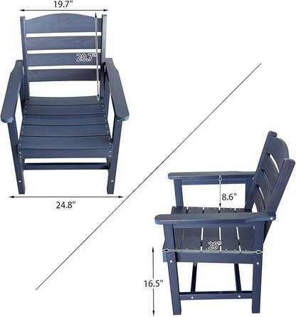 Poly Lumber Patio Dining Chair Set of Two, HIPS Outdoor Ladder Back Chair, Weather Resistant (Navy Blue, 2 Piece)
