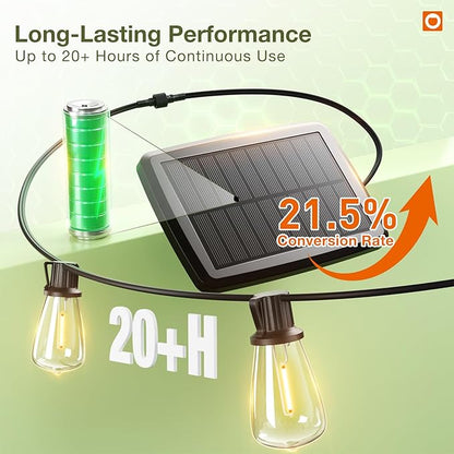 addlon 54(48+6) FT Solar String Lights Waterproof,Patio Lights Solar Powered with Remote & USB Port 15+1 LED Shatterproof Bulbs 3 Light Modes, Dimmable Solar Light for Camping Backyard Garden