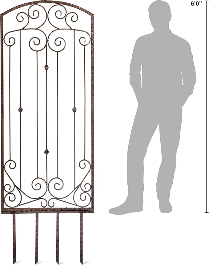 H Potter Trellis Garden Large Wrought Iron Heavy Scroll Metal Decoration Weather Resistant Lawn Patio Screen