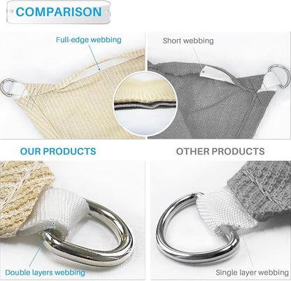 Patio Paradise 8' x 8' Sun Shade Sail Rectangle Canopy Patio Cover Sunlight Block Awning Heavy Duty Commercial Grade for Backyard Lawn Garden Outdoor Activities, Turquoise