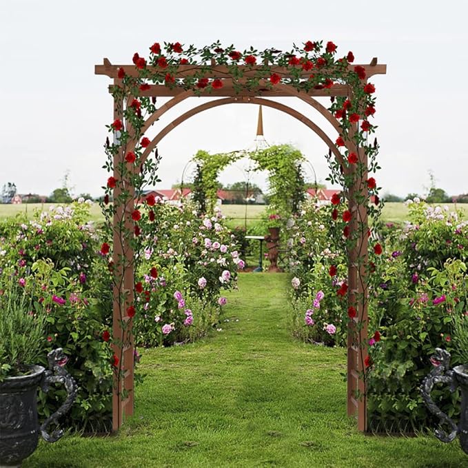 Wooden Wedding Arch, Wooden Pergola, Photo Booth Backdrop Stand, Garden Trellis Archway for Weddings, Parties, Indoor, Outdoor, Backdrops Decorations (63" L x 24" W x 85" H)
