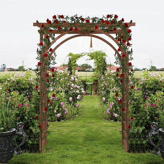 Wooden Wedding Arch, Wooden Pergola, Photo Booth Backdrop Stand, Garden Trellis Archway for Weddings, Parties, Indoor, Outdoor, Backdrops Decorations (63" L x 24" W x 85" H)