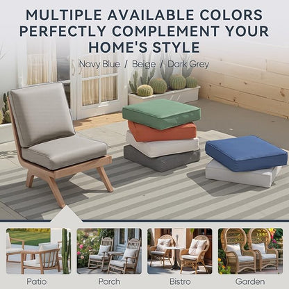 Outdoor Rattan Chair Cushions 2 Packs - Outside Durable Thick Replacement Back and Seat Cushion 22x24 with Zipper Cover for Patio Glider Rocking Chairs Loveseat Couch – Beige/Regular