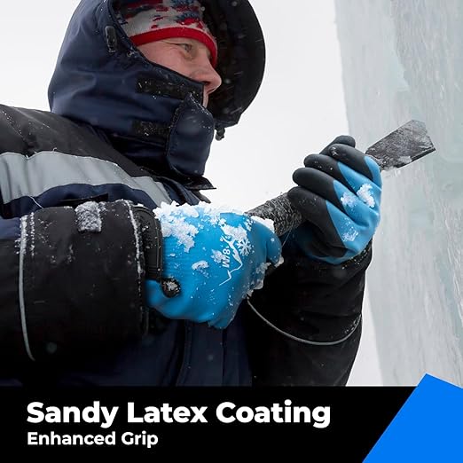 toolant 100% Waterproof Gloves Bulk for Cold Weather, 3 Pairs, Winter Work Gloves for Men Touchsreen, Warm Freezer Gloves, Thermal Insulated, With Grip, Blue, Lagre