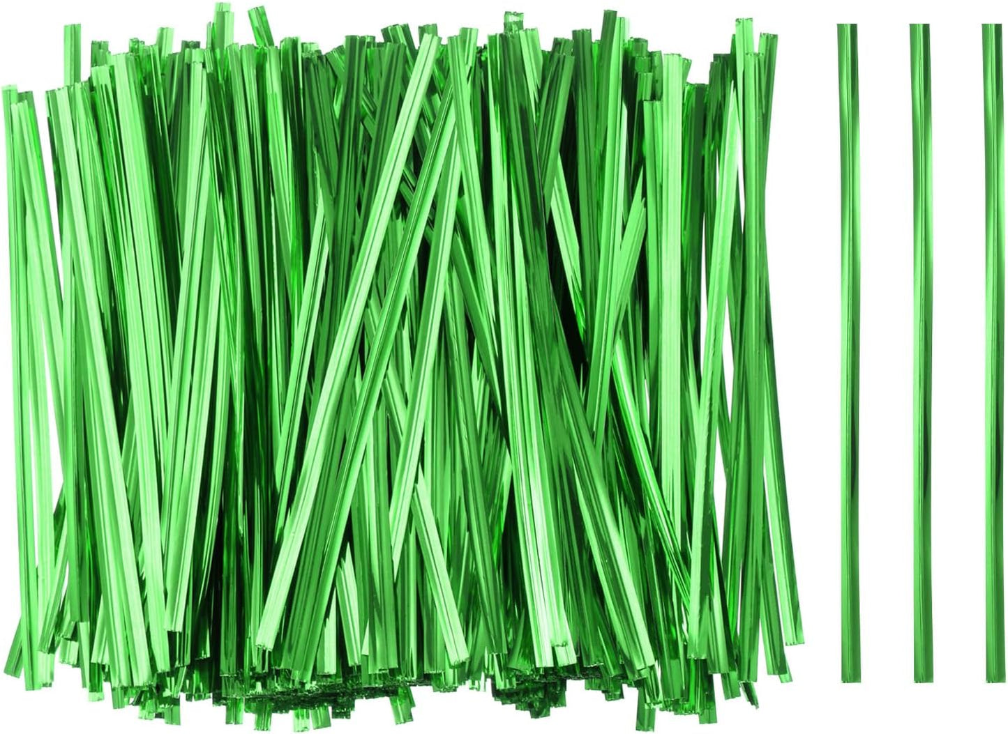 HARFINGTON 800pcs Bag Twist Ties 4.7" Reusable Plastic Metallic Twist Ties Wire Cable Ties for Party Bread Candy Cake, Green
