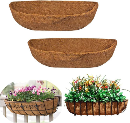EROCK 2PCS Trough Coco Liners for Planters Wall Basket 24/30/36/48 inch, Replaceable Coconut Fiber Plant Basket Liner for Plant Hanging Basket, Garden Flower Vegetables Pot (30inch)