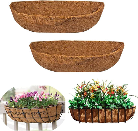 EROCK 2PCS Trough Coco Liners for Planters Wall Basket 24/30/36/48 inch, Replaceable Coconut Fiber Plant Basket Liner for Plant Hanging Basket, Garden Flower Vegetables Pot (36inch)