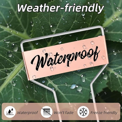 32 Pack 10 Inch Silver Copper Metal Plant Labels, Garden Stake Tags, Reusable Waterproof Planting Markers