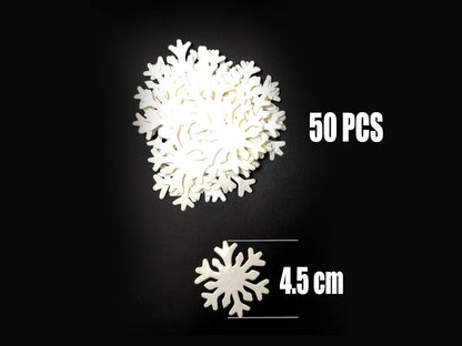 50pcs Edible White Snowflakes for Cake Decorating Cupcake Toppers for Christmas Winter frozen Theme Birthday Party Decorations
