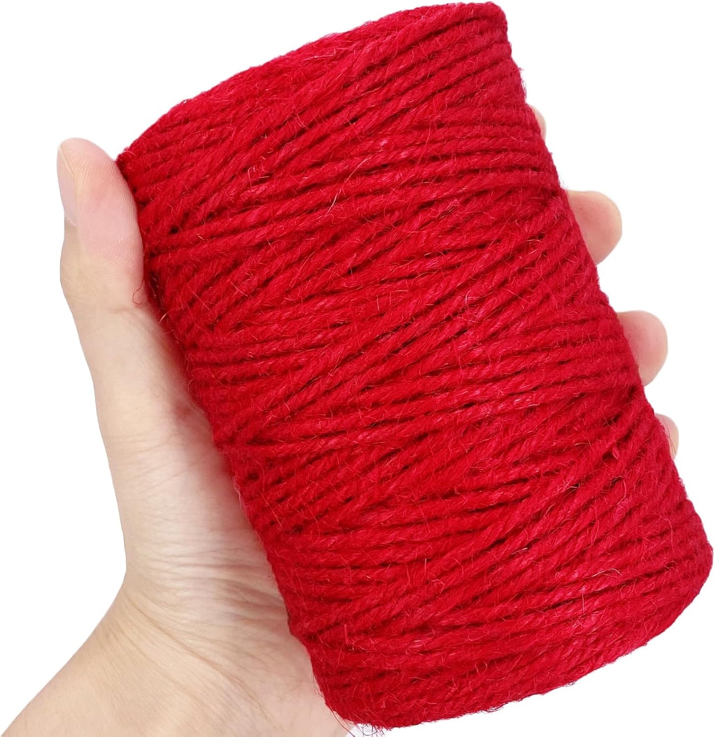 Leecogo Red 2.5mm Jute Twine 328 Feet Heavy Duty Garden Twine String for Arts Crafts and Decorative Festival Projects